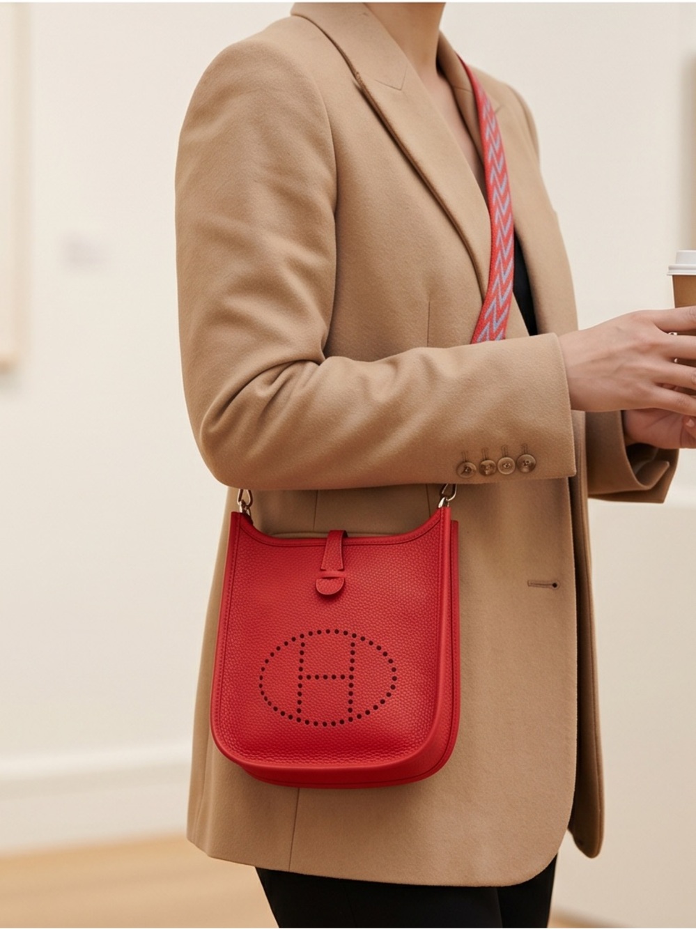 Authentic Hermes Evelyne TPM in Rouge PHW - Picture 4 of 16